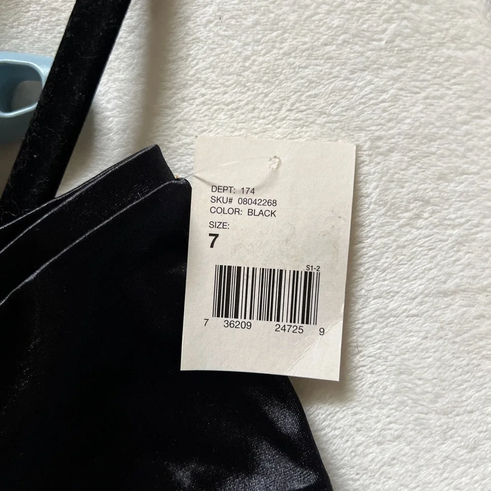 Vintage Soft Sensations Size 7 Black Satin Silky Smooth Panty w/ pink Bow Back